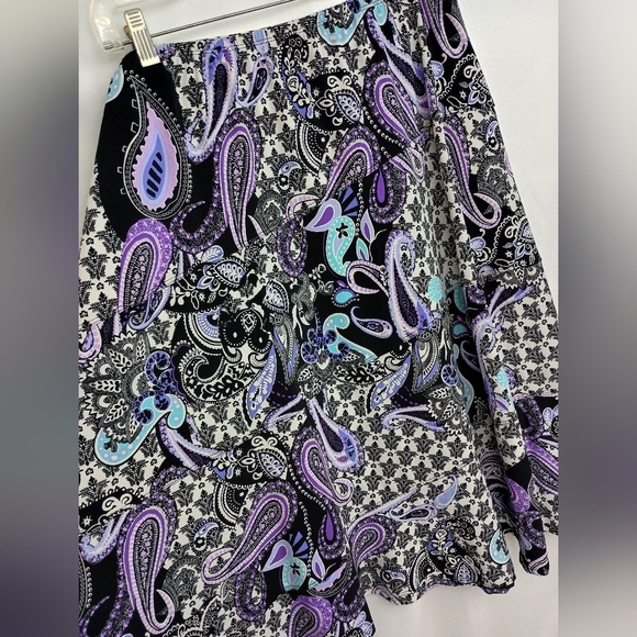 2/$30 Elementz Colorful Silver Purple Knee-Length A-Line Patchwork Skirt (#21) - Picture 5 of 7